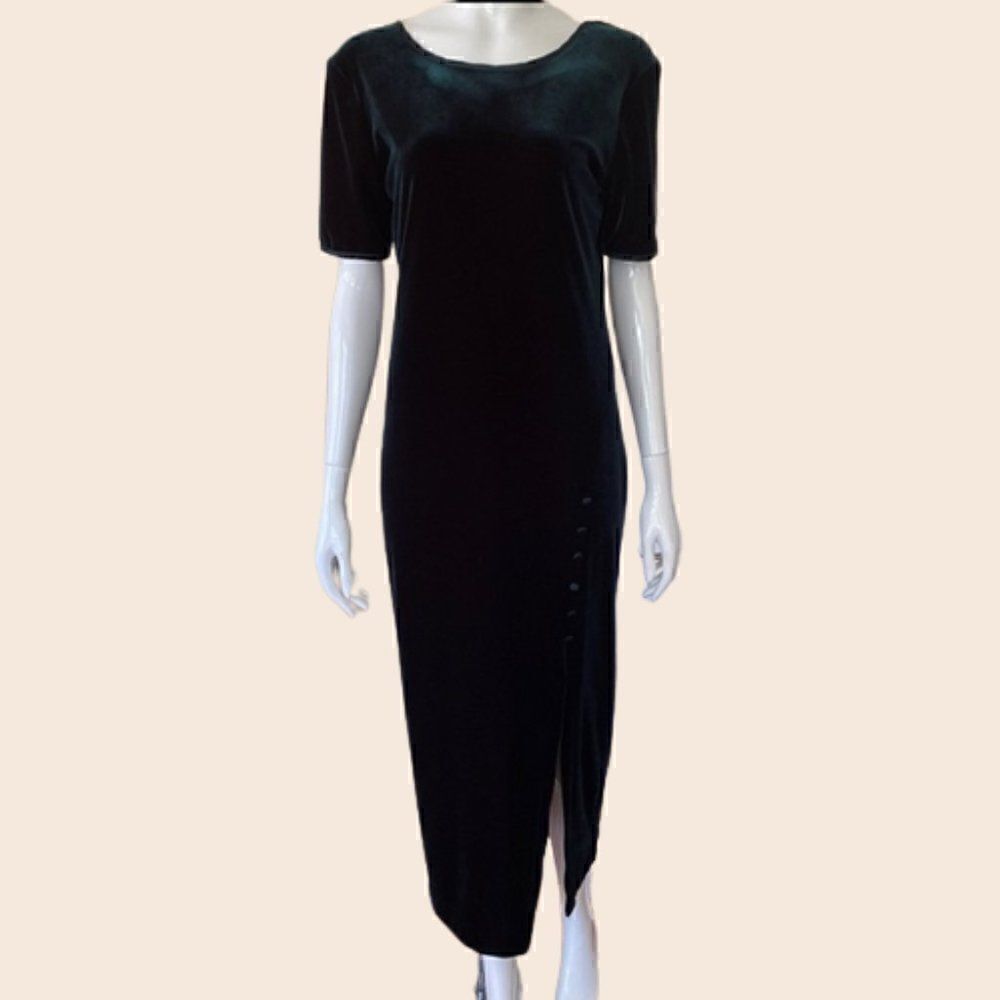 Vintage 80's does the 40's Green Velvet Nina Piccalino Midi Dress Size 6
